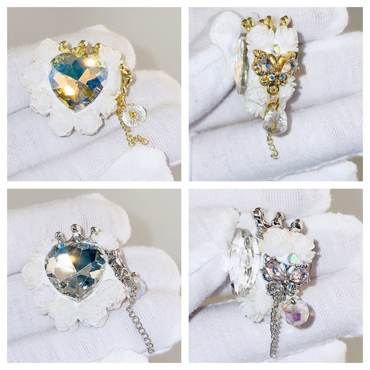 Wholesale Heart-shaped Rose Soft Ceramic Crown Diamond Ball Straight Hole Beads